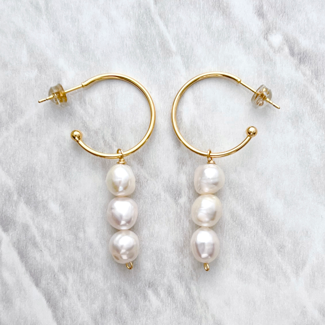 Cara Natural White Freshwater Pearl Earrings by Debbie Debster