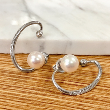 Load image into Gallery viewer, Carrisa Sterling Silver Earrings with Pearls &amp; Cubic Zirconia by Debbie Debster
