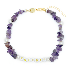 Load image into Gallery viewer, Debbie Debster personalised amethyst crystal and pearl necklace
