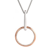 Load image into Gallery viewer, Lyra two-tone necklace with high polished 18K rose gold &amp; rhodium-plated silver 925
