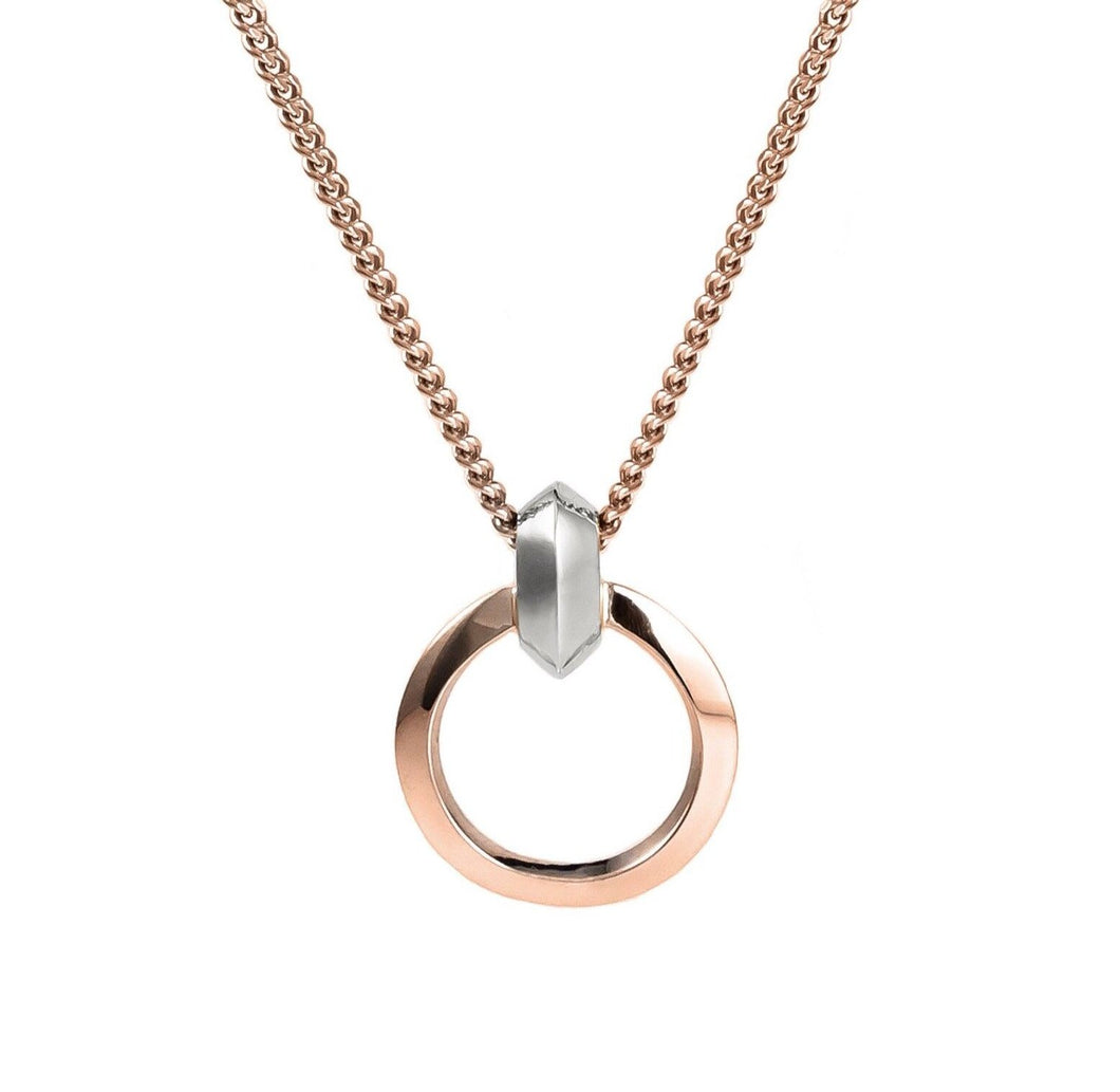 Orbital necklace in 18K rose gold & rhodium-plated silver 925