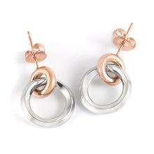 Load image into Gallery viewer, Lyre Two-tone drop earrings with rhodium plated movable hoops
