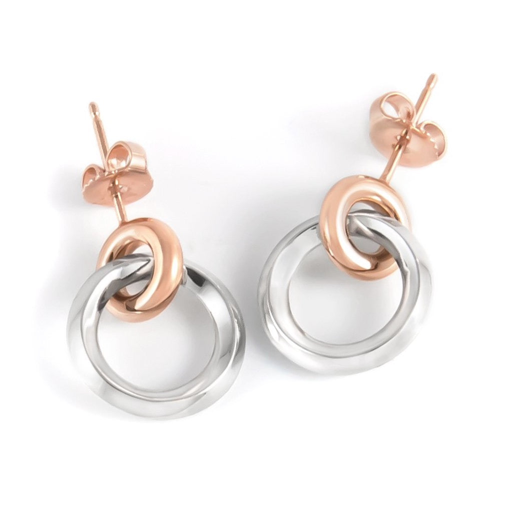 Lyre Two-tone drop earrings with rhodium plated movable hoops