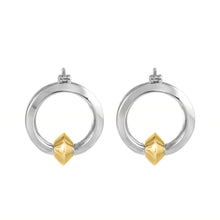 Load image into Gallery viewer, Small Orbital Earrings in high polished rhodium &amp; 18K gold-plated silver 925
